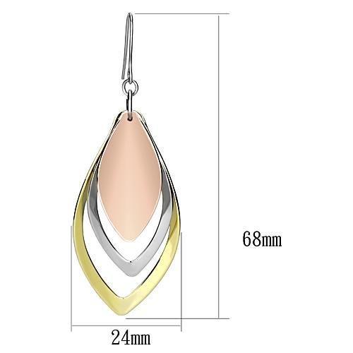 LO2681 - Rhodium + Gold + Rose Gold Iron Earrings with No Stone-1