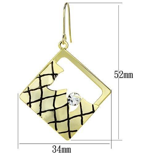 LO2689 - Gold Iron Earrings with Top Grade Crystal  in Clear-1