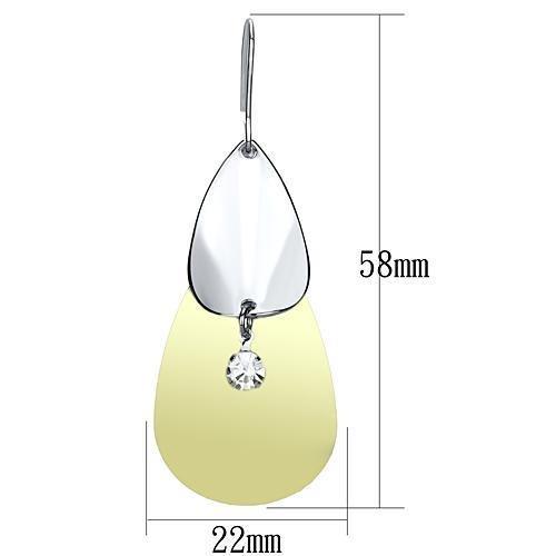 LO2696 - Gold+Rhodium Iron Earrings with Top Grade Crystal  in Clear-1