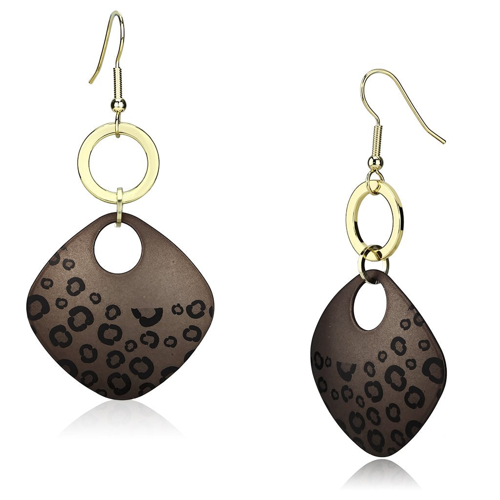 LO2701 - Special Color Iron Earrings with Epoxy  in Jet-0