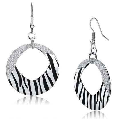 LO2702 - Rhodium Iron Earrings with Epoxy  in Jet-0
