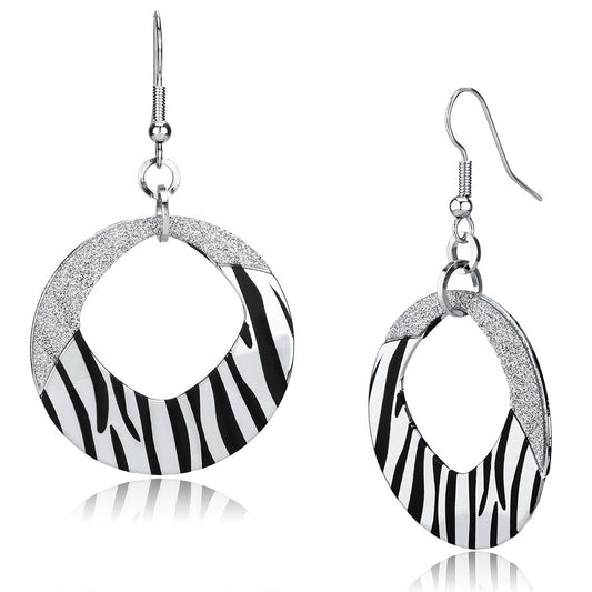 LO2702 - Rhodium Iron Earrings with Epoxy  in Jet-0