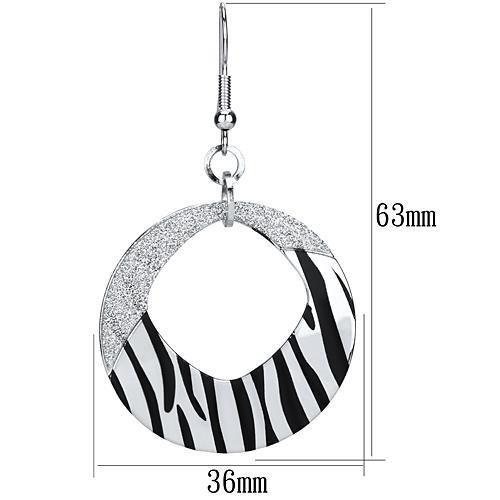 LO2702 - Rhodium Iron Earrings with Epoxy  in Jet-1