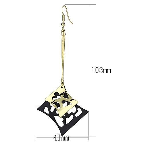 LO2704 - Gold+Ruthenium Iron Earrings with No Stone-1