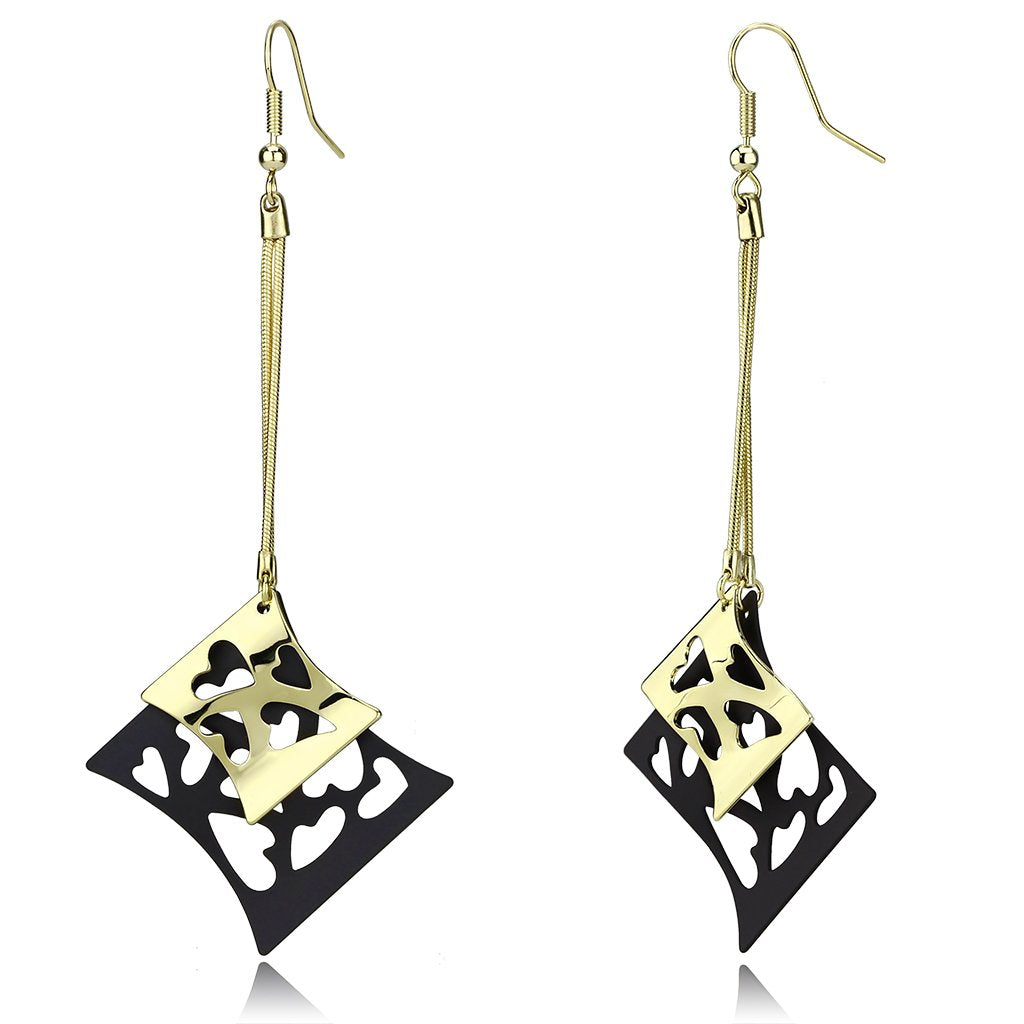 LO2704 - Gold+Ruthenium Iron Earrings with No Stone-0