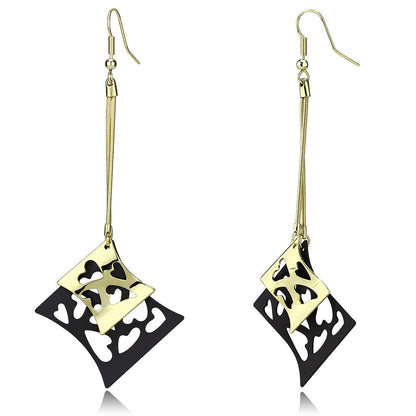 LO2704 - Gold+Ruthenium Iron Earrings with No Stone-0