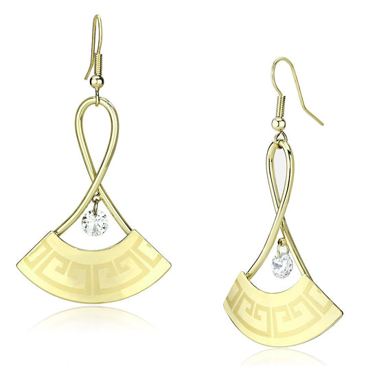 LO2707 - Gold Iron Earrings with AAA Grade CZ  in Clear-0