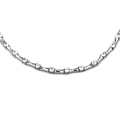 LO2709 - Rhodium Brass Necklace with AAA Grade CZ  in Clear-0