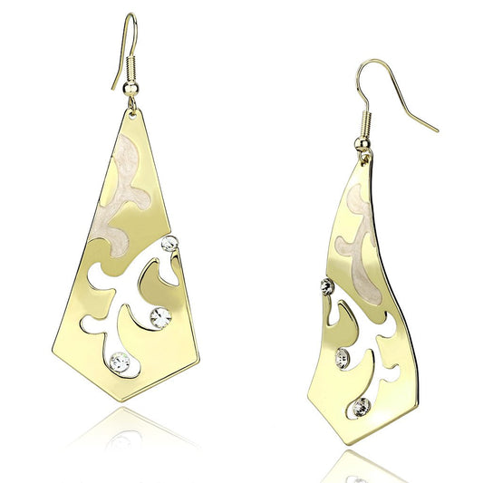 LO2710 - Gold Iron Earrings with Top Grade Crystal  in Clear-0