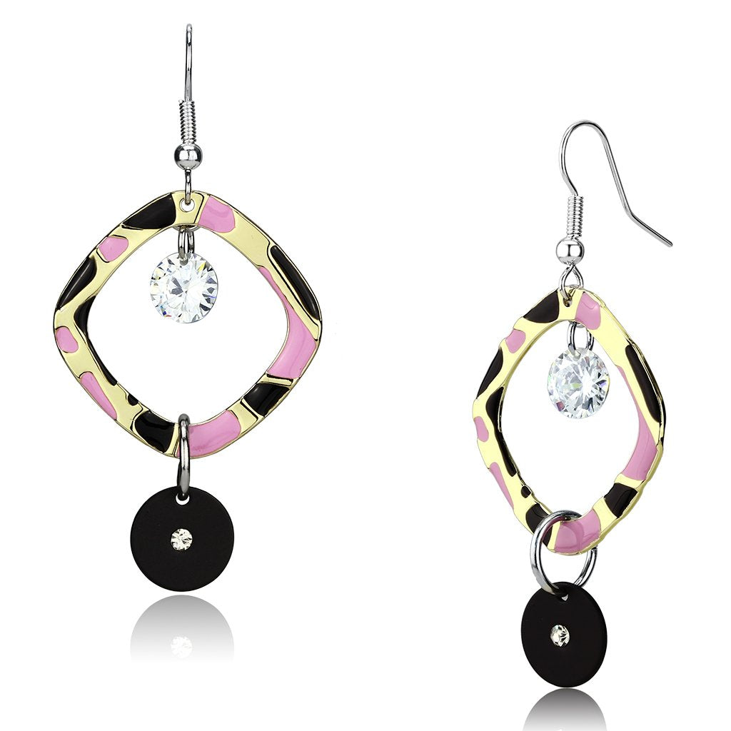 LO2711 - Special Color Iron Earrings with AAA Grade CZ  in Clear-0