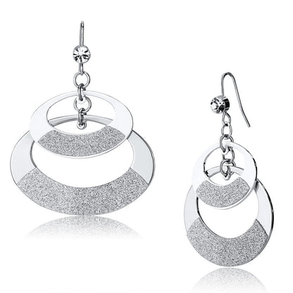 LO2714 - Matte Rhodium & Rhodium Iron Earrings with Top Grade Crystal  in Clear-0