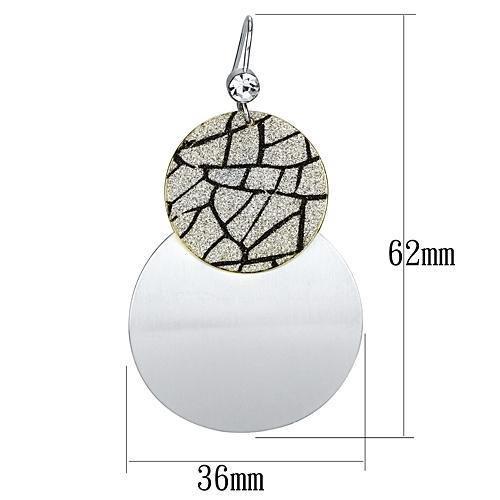 LO2723 - Gold+Rhodium Iron Earrings with Top Grade Crystal  in Clear-1