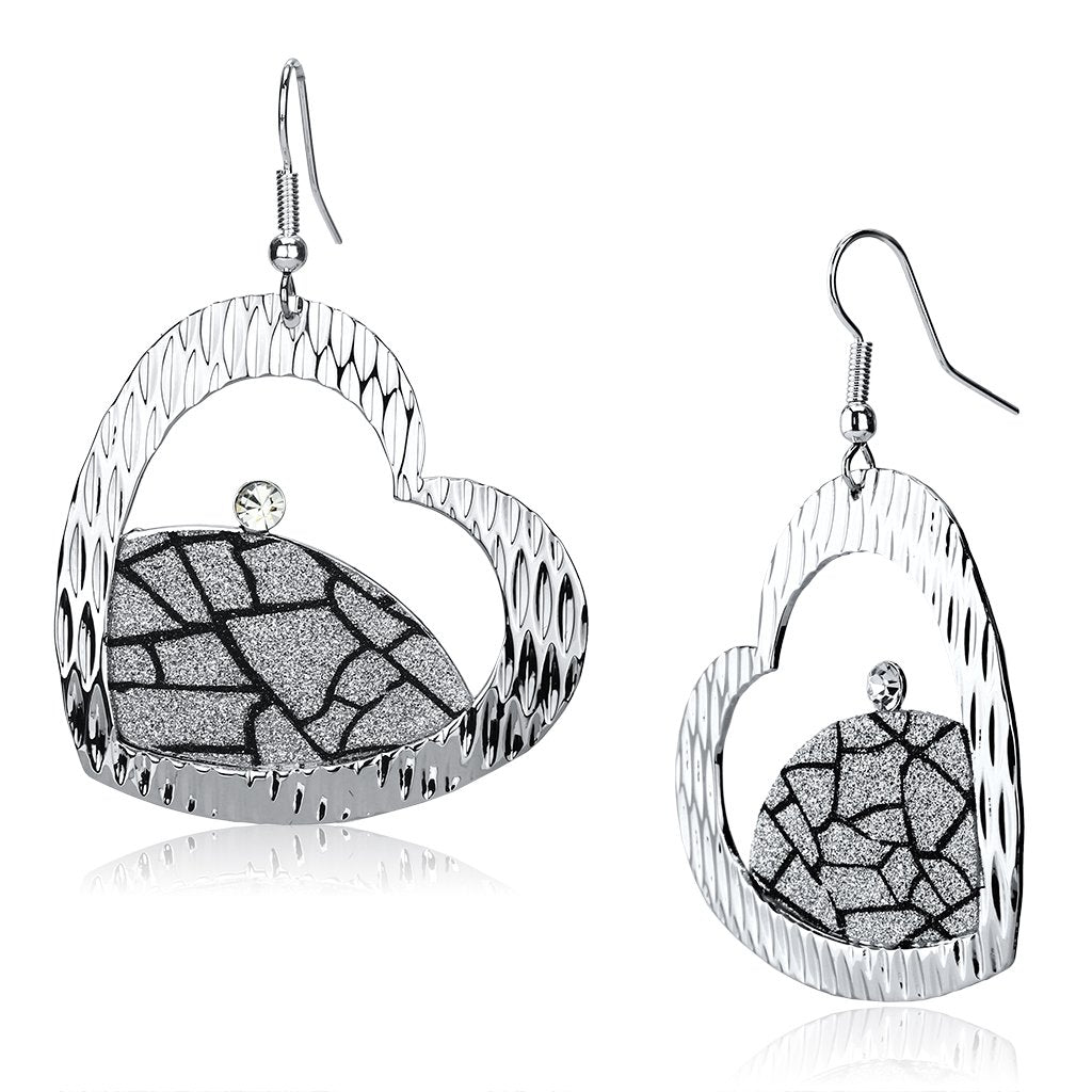 LO2724 - Rhodium Iron Earrings with Top Grade Crystal  in Clear-0