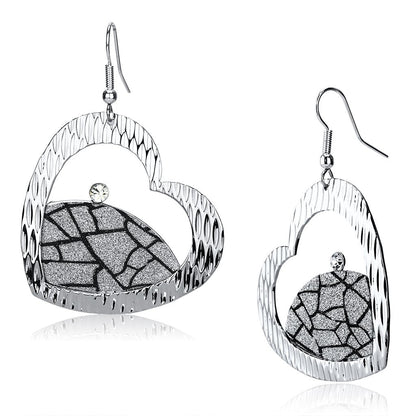 LO2724 - Rhodium Iron Earrings with Top Grade Crystal  in Clear-0
