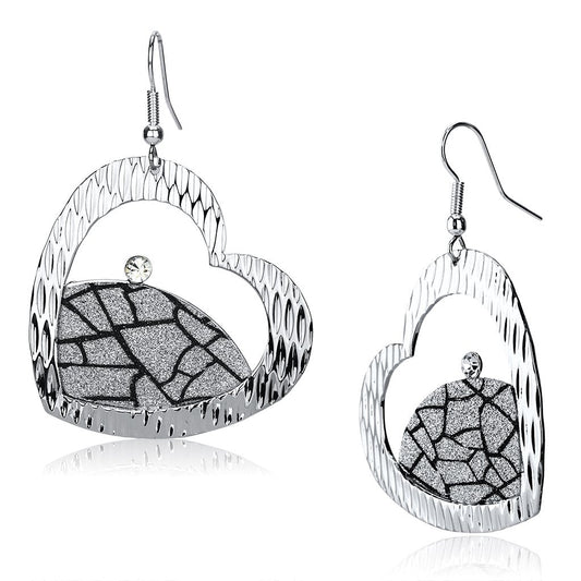 LO2724 - Rhodium Iron Earrings with Top Grade Crystal  in Clear-0