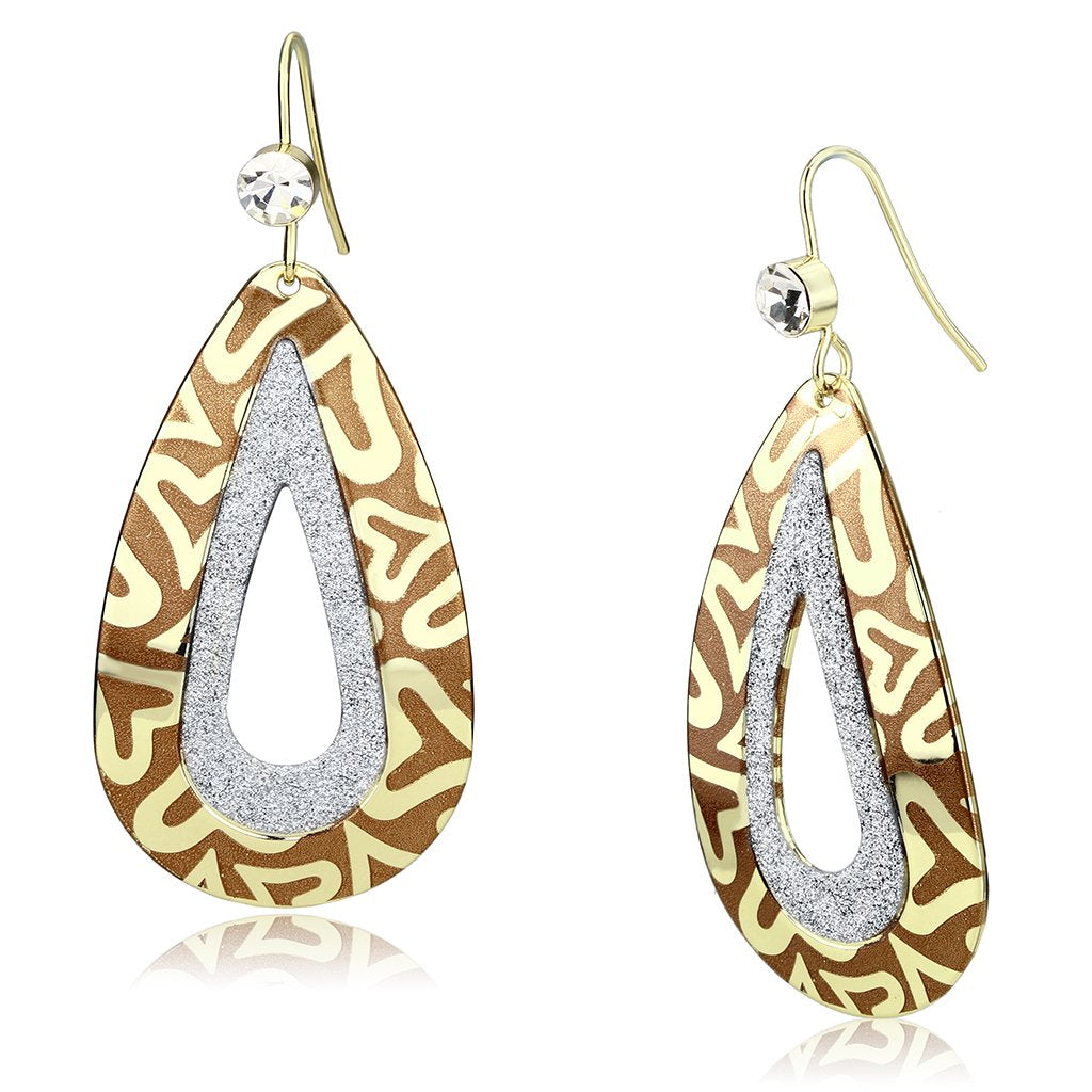 LO2732 - Gold Iron Earrings with Top Grade Crystal  in Clear-0