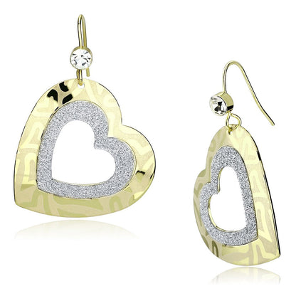 LO2733 - Gold Iron Earrings with Top Grade Crystal  in Clear-0