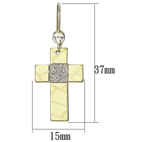 LO2734 - Gold Iron Earrings with Top Grade Crystal  in Clear-1