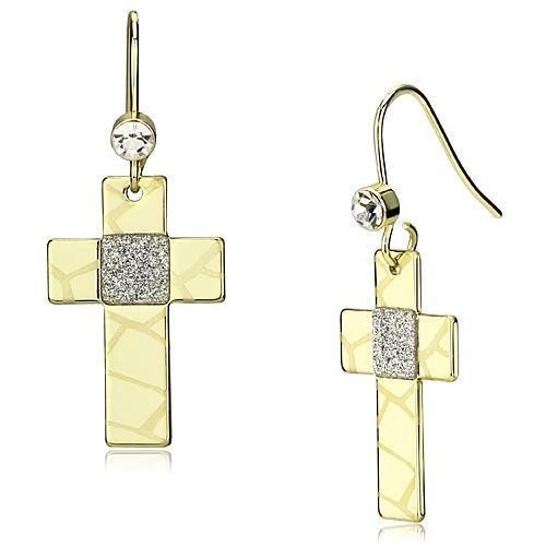 LO2734 - Gold Iron Earrings with Top Grade Crystal  in Clear-0