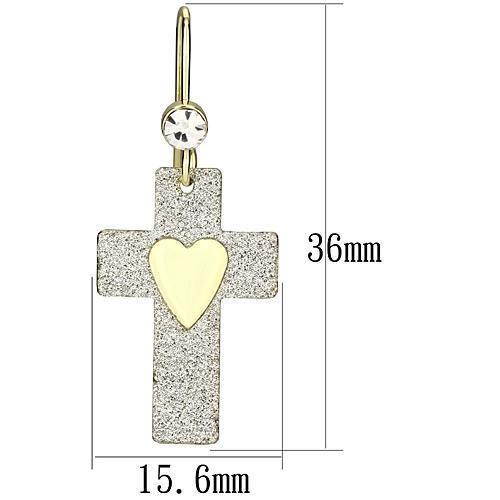 LO2735 - Gold Iron Earrings with Top Grade Crystal  in Clear-1