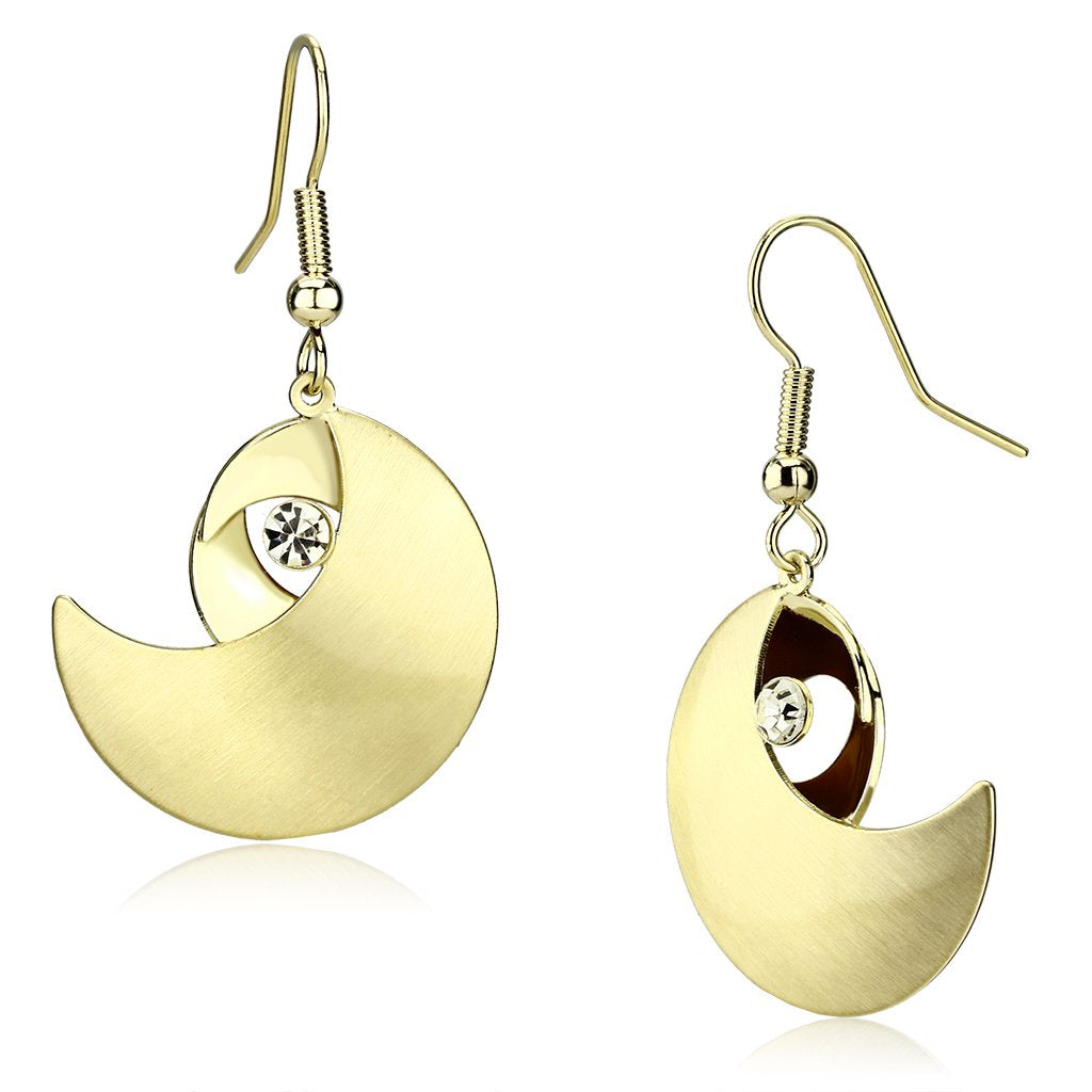 LO2739 - Matte Gold & Gold Iron Earrings with Top Grade Crystal  in Clear-0