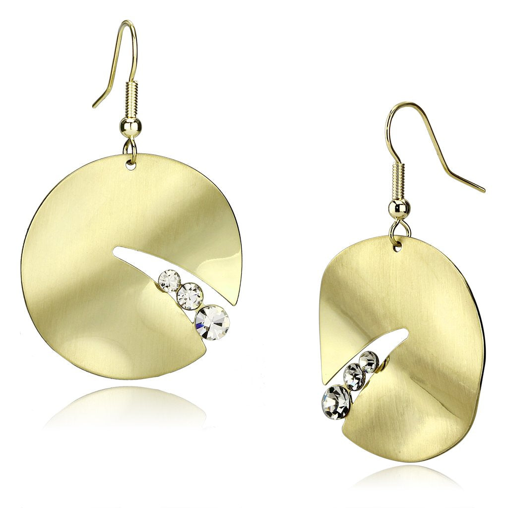 LO2742 - Matte Gold & Gold Iron Earrings with Top Grade Crystal  in Clear-0