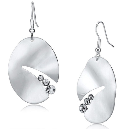 LO2743 - Matte Rhodium & Rhodium Iron Earrings with Top Grade Crystal  in Clear-0