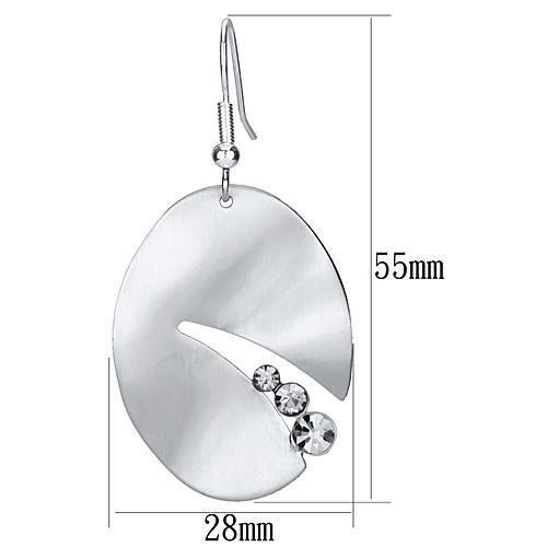 LO2743 - Matte Rhodium & Rhodium Iron Earrings with Top Grade Crystal  in Clear-1