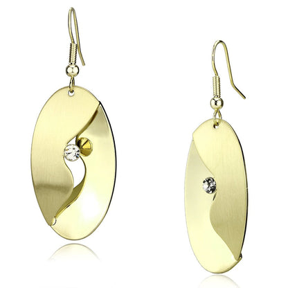 LO2744 - Matte Gold & Gold Iron Earrings with Top Grade Crystal  in Clear-0