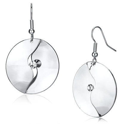 LO2745 - Rhodium Iron Earrings with Top Grade Crystal  in Clear-0