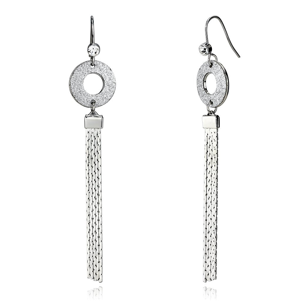 LO2749 - Rhodium Iron Earrings with Top Grade Crystal  in Clear-0
