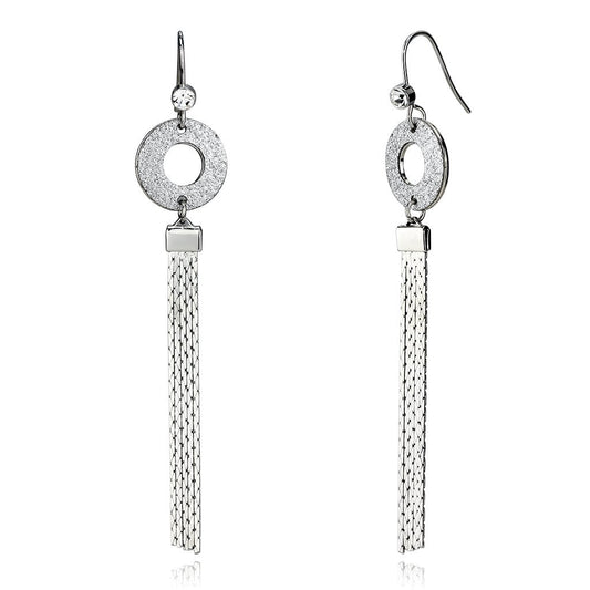 LO2749 - Rhodium Iron Earrings with Top Grade Crystal  in Clear-0