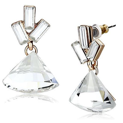 LO2751 - Rose Gold Iron Earrings with Top Grade Crystal  in Clear-0