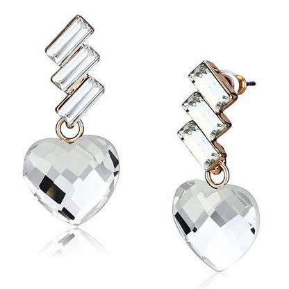 LO2756 - Rose Gold Iron Earrings with Top Grade Crystal  in Clear-0