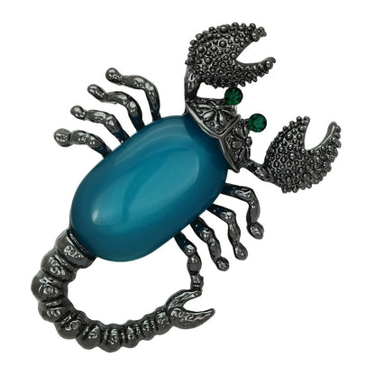 LO2763 - Ruthenium White Metal Brooches with Synthetic Synthetic Stone in Capri Blue-0