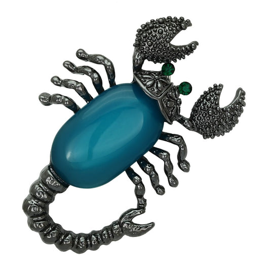 LO2763 - Ruthenium White Metal Brooches with Synthetic Synthetic Stone in Capri Blue-0