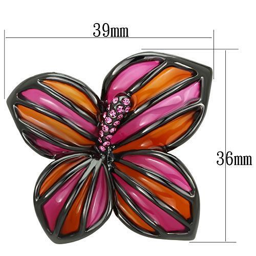 LO2766 - Ruthenium White Metal Brooches with Top Grade Crystal  in Rose-1