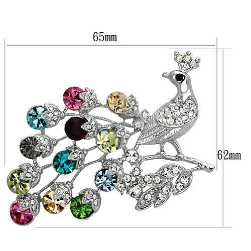 LO2769 - Imitation Rhodium White Metal Brooches with Top Grade Crystal  in Multi Color-1