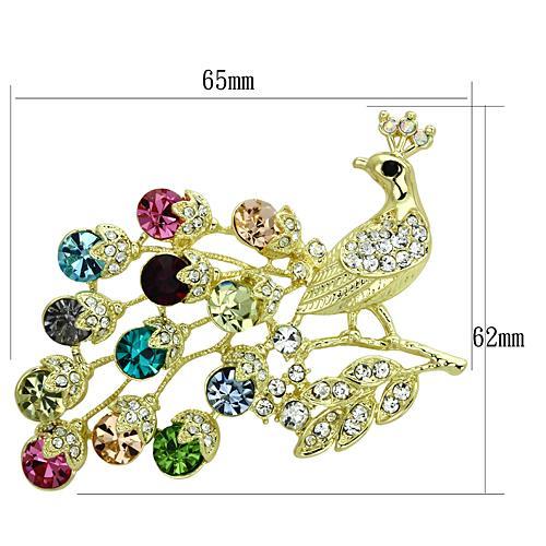LO2770 - Flash Gold White Metal Brooches with Top Grade Crystal  in Multi Color-1