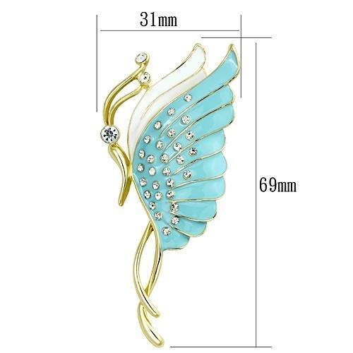 LO2771 - Flash Gold White Metal Brooches with Top Grade Crystal  in Clear-1