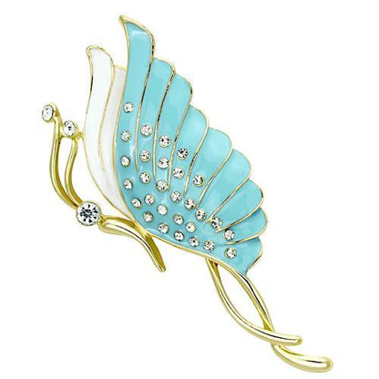 LO2771 - Flash Gold White Metal Brooches with Top Grade Crystal  in Clear-0