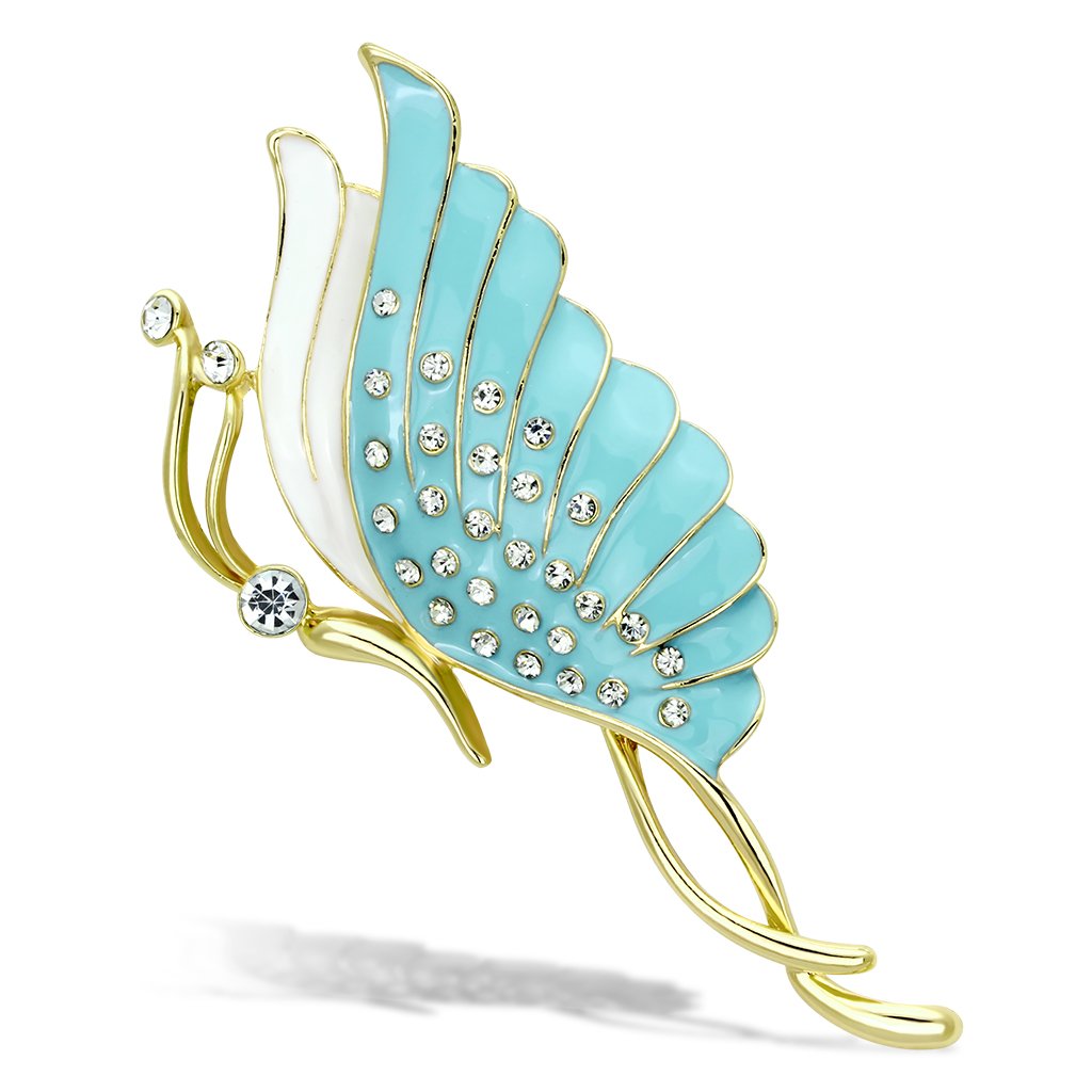 LO2772 - Flash Rose Gold White Metal Brooches with Top Grade Crystal  in Clear-0