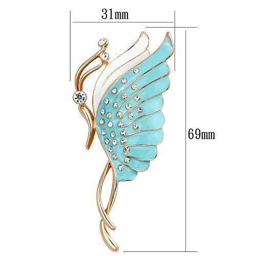 LO2772 - Flash Rose Gold White Metal Brooches with Top Grade Crystal  in Clear-1