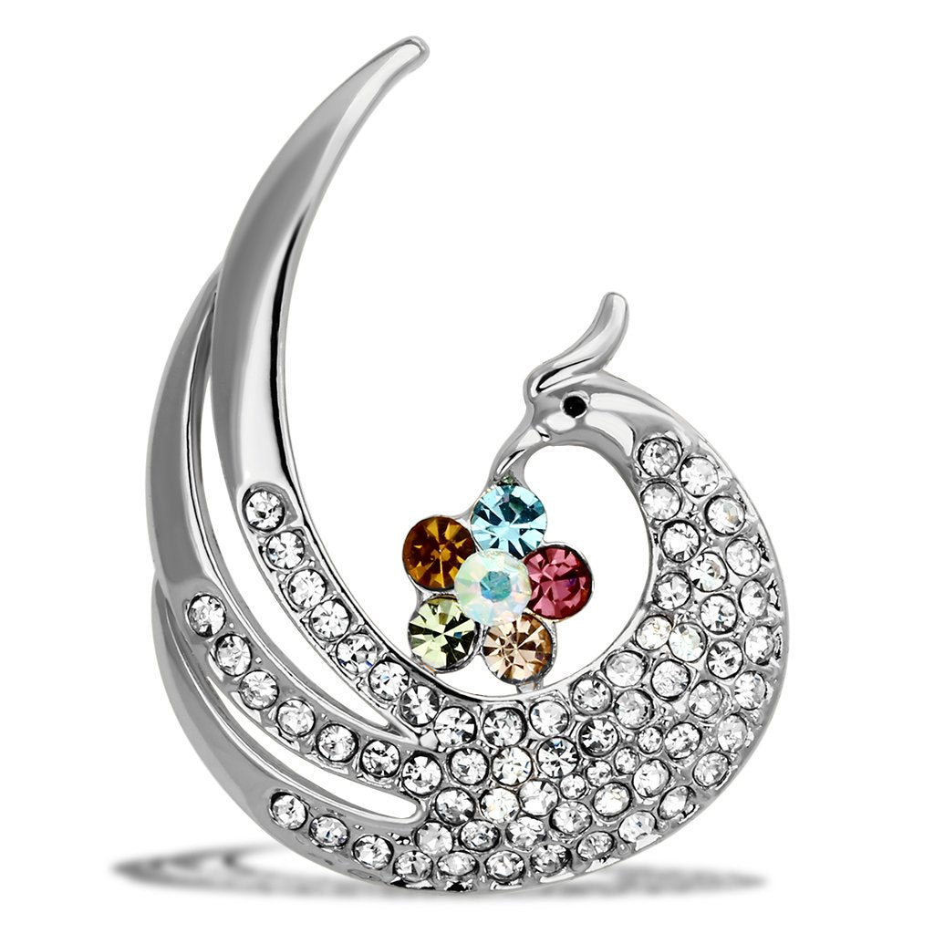 LO2774 - Flash Rose Gold White Metal Brooches with Top Grade Crystal  in Multi Color-0