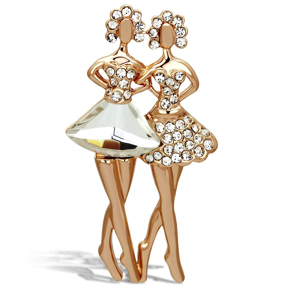 LO2776 - Flash Rose Gold White Metal Brooches with Synthetic Synthetic Glass in Clear-0