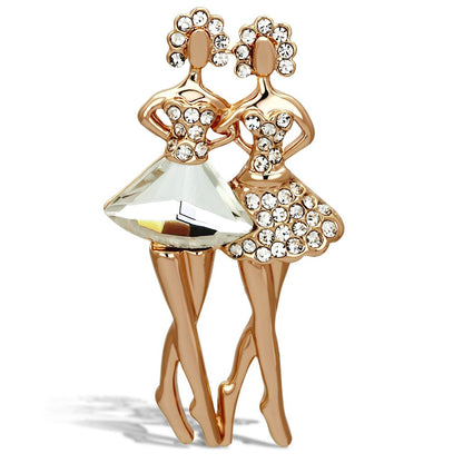 LO2776 - Flash Rose Gold White Metal Brooches with Synthetic Synthetic Glass in Clear-0