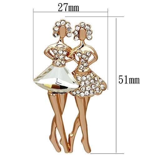 LO2776 - Flash Rose Gold White Metal Brooches with Synthetic Synthetic Glass in Clear-1