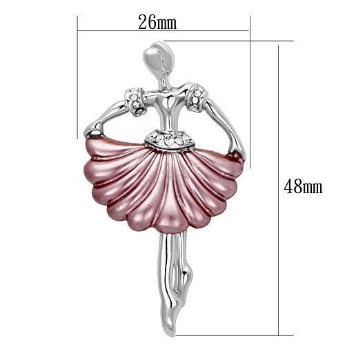 LO2779 - Imitation Rhodium White Metal Brooches with Top Grade Crystal  in Clear-1