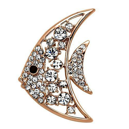 LO2787 - Flash Rose Gold White Metal Brooches with Top Grade Crystal  in Clear-0