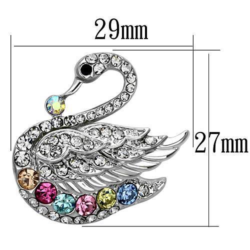 LO2788 - Imitation Rhodium White Metal Brooches with Top Grade Crystal  in Multi Color-1